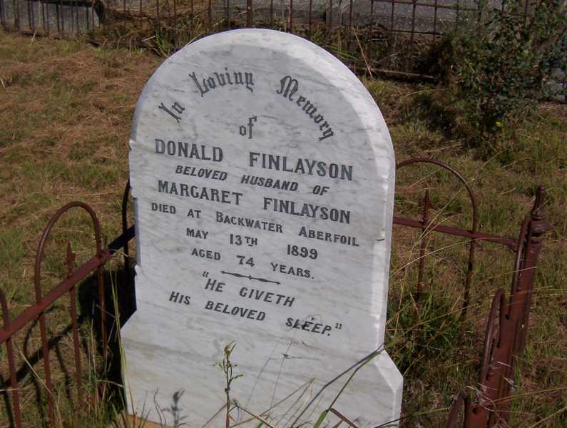 Photo of headstones/Donald Finlayson d1899 hdstn Kilcoy cem NSW